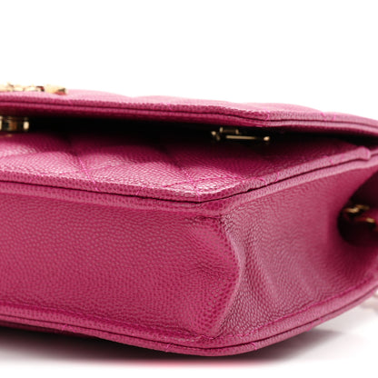 Chanel Caviar Quilted Chain Embossed CC Wallet On Chain WOC Fuchsia 11 of 12