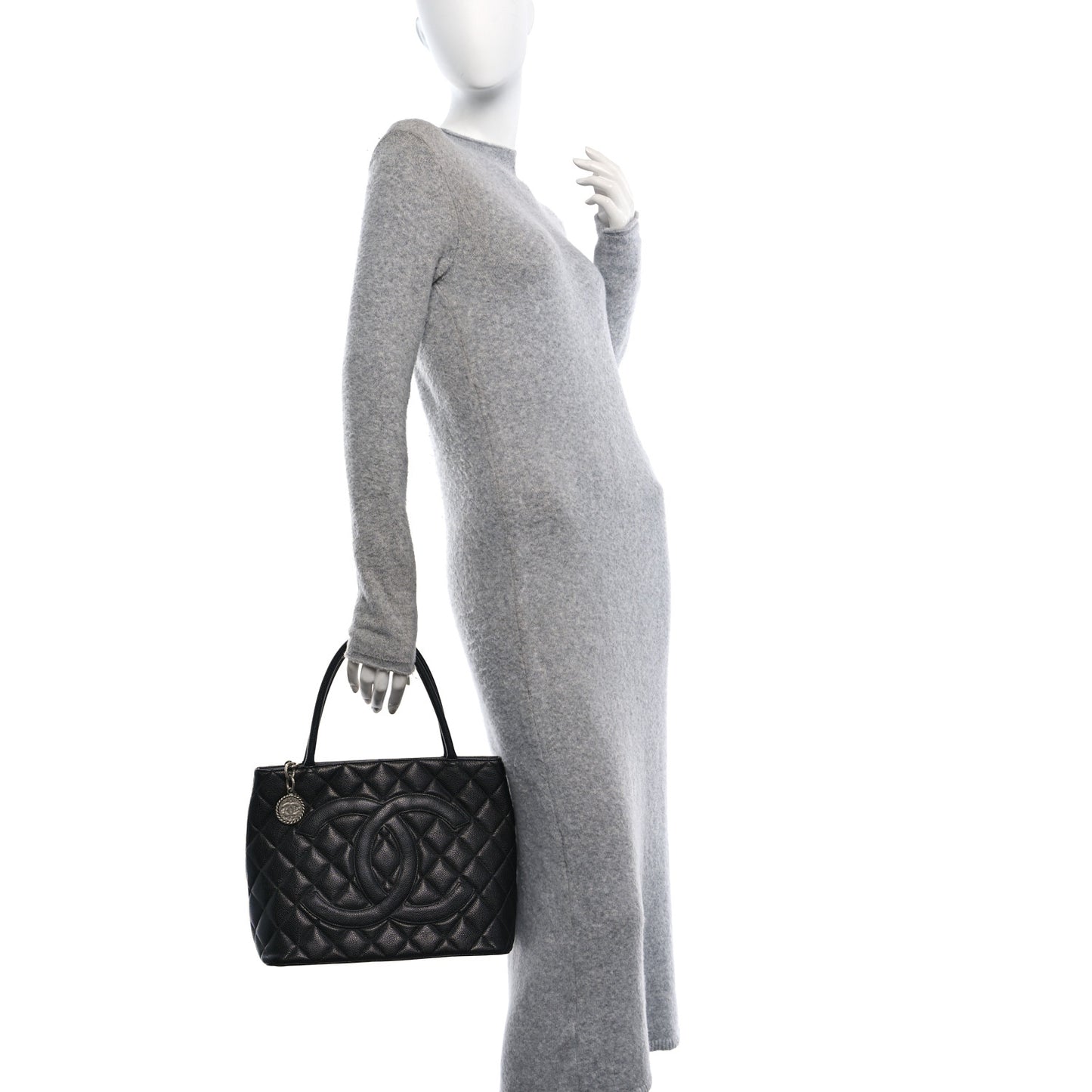 Caviar Quilted Medallion Tote Black