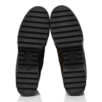 Louis Vuitton Suede Calfskin Monogram Laureate Platform Desert Boots 38.5 Black 5 of 7