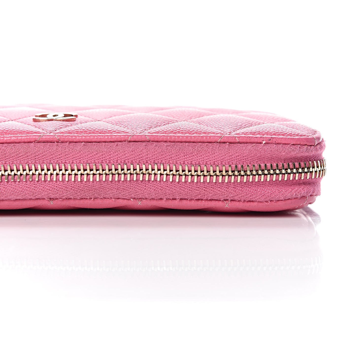 Caviar Quilted Large Gusset Zip Around Wallet Pink