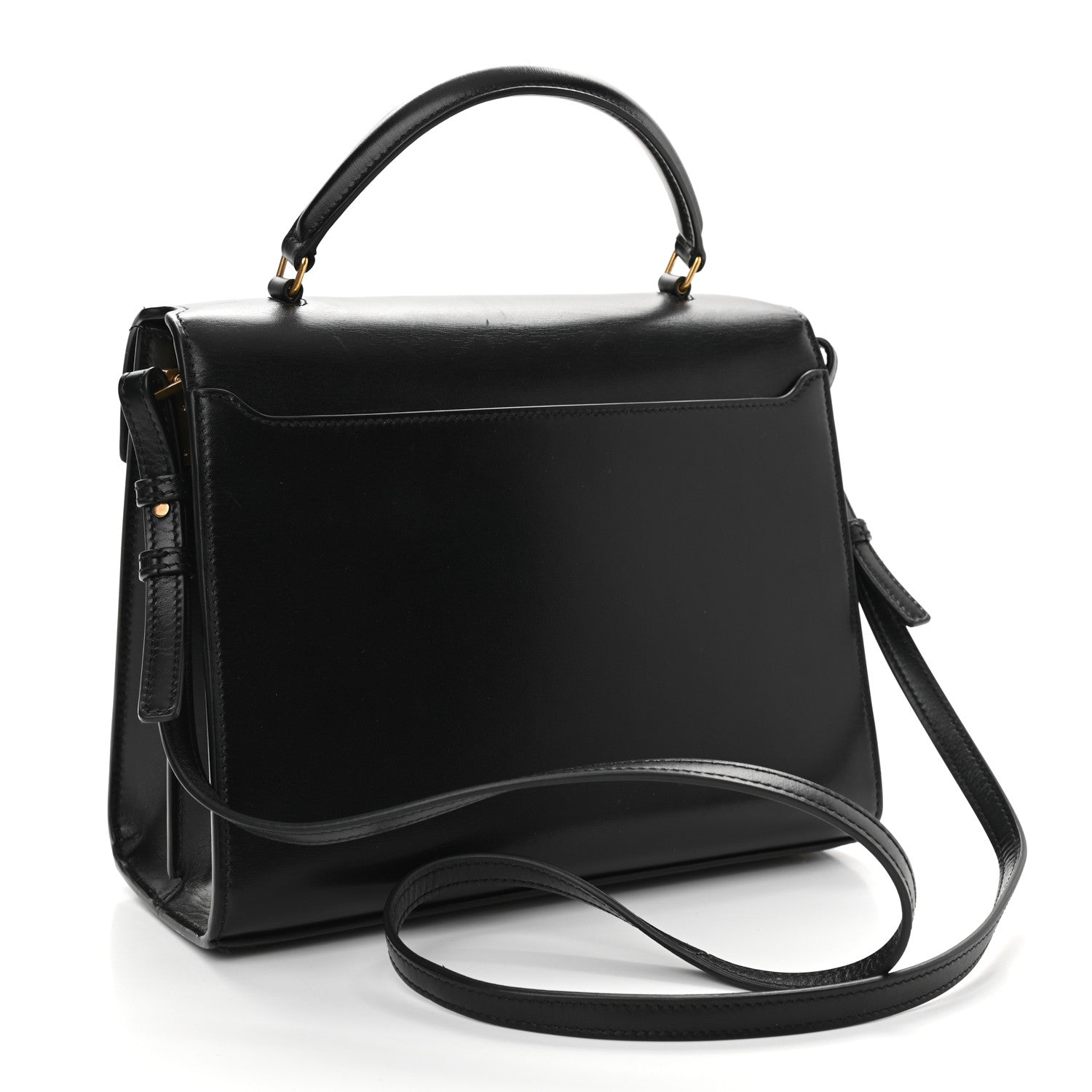 Saint Laurent Kid Scamosciato Smooth Calfskin Medium Classic Monogram Cassandra Top Handle Black Rouge Legion 3 of 9