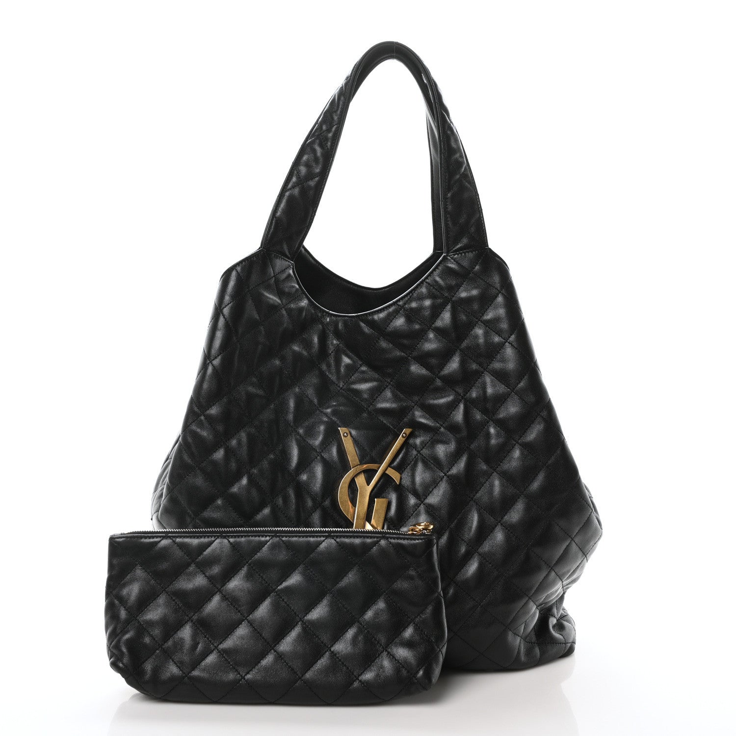 Saint Laurent Lambskin Quilted Maxi Icare Shopping Tote Black 3 of 10