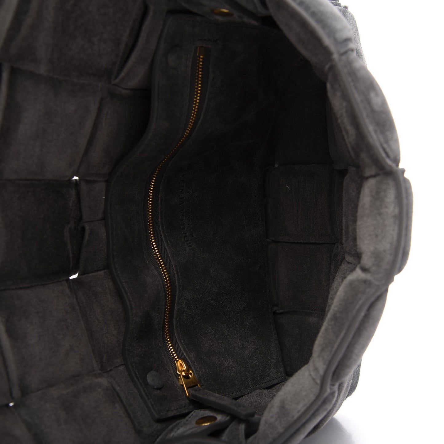 Suede Maxi Intrecciato Padded Cassette Crossbody Bag Graphite