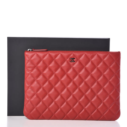 Chanel Lambskin Quilted Medium Cosmetic Case Red 10 of 10