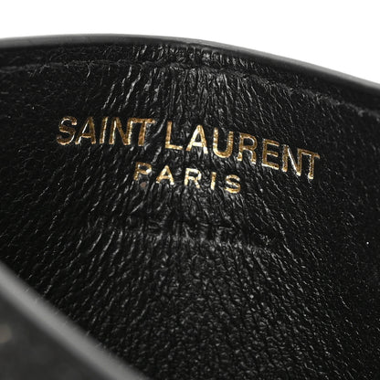 Saint Laurent Grain De Poudre Matelasse Chevron Monogram Credit Card Case Black 6 of 7