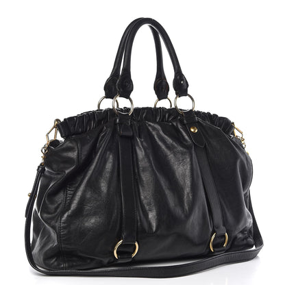 Miu Miu Vitello Lux Gathered Tote Black 3 of 16
