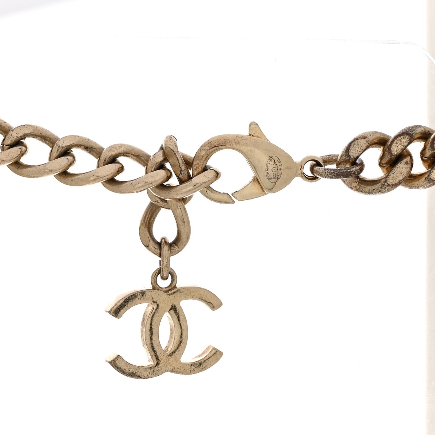 Chanel Metal Enamel Chain CC Choker Gold White 6 of 6