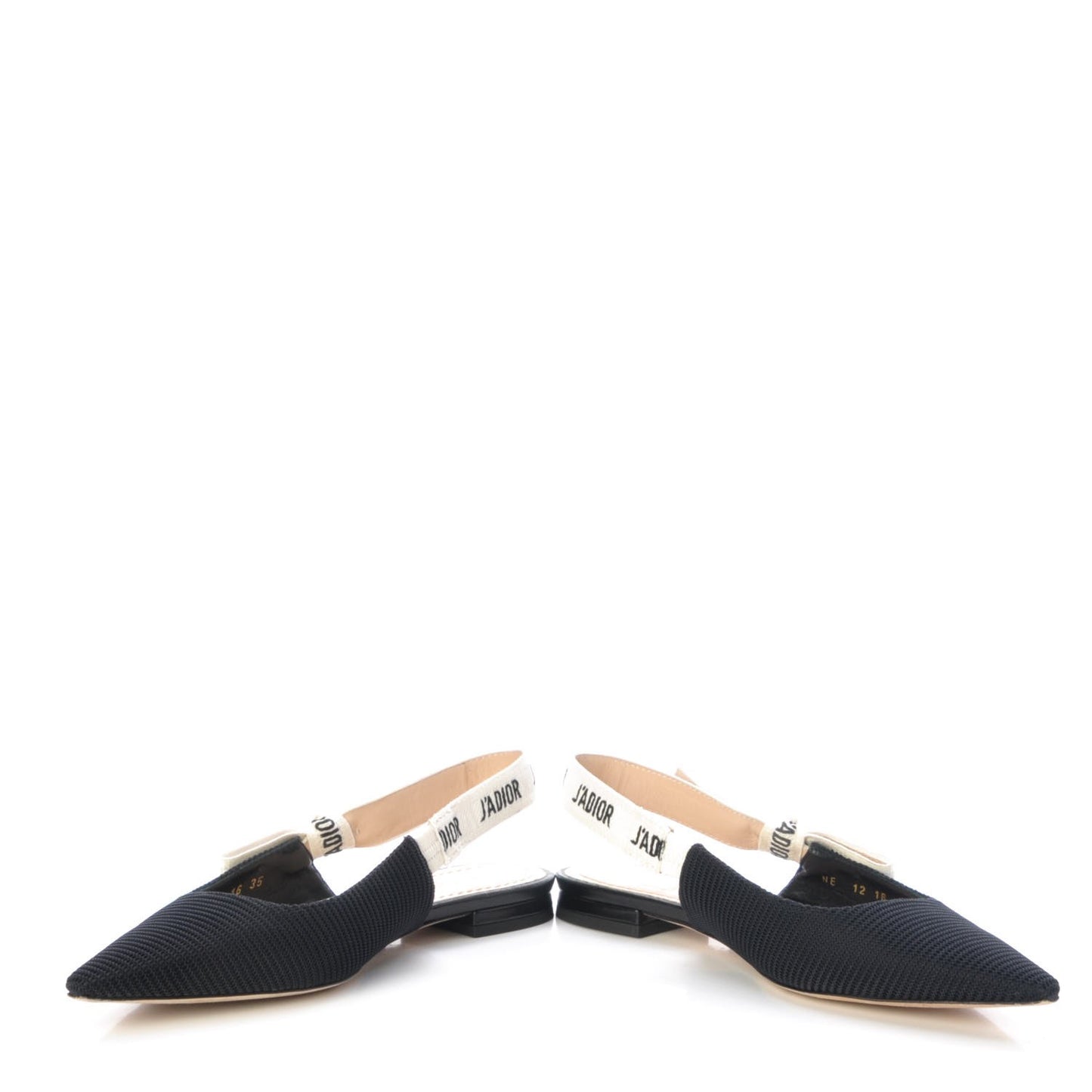Fabric Ribbon Embroidered J'Adior Sling-Back Ballet Flats 35 Black