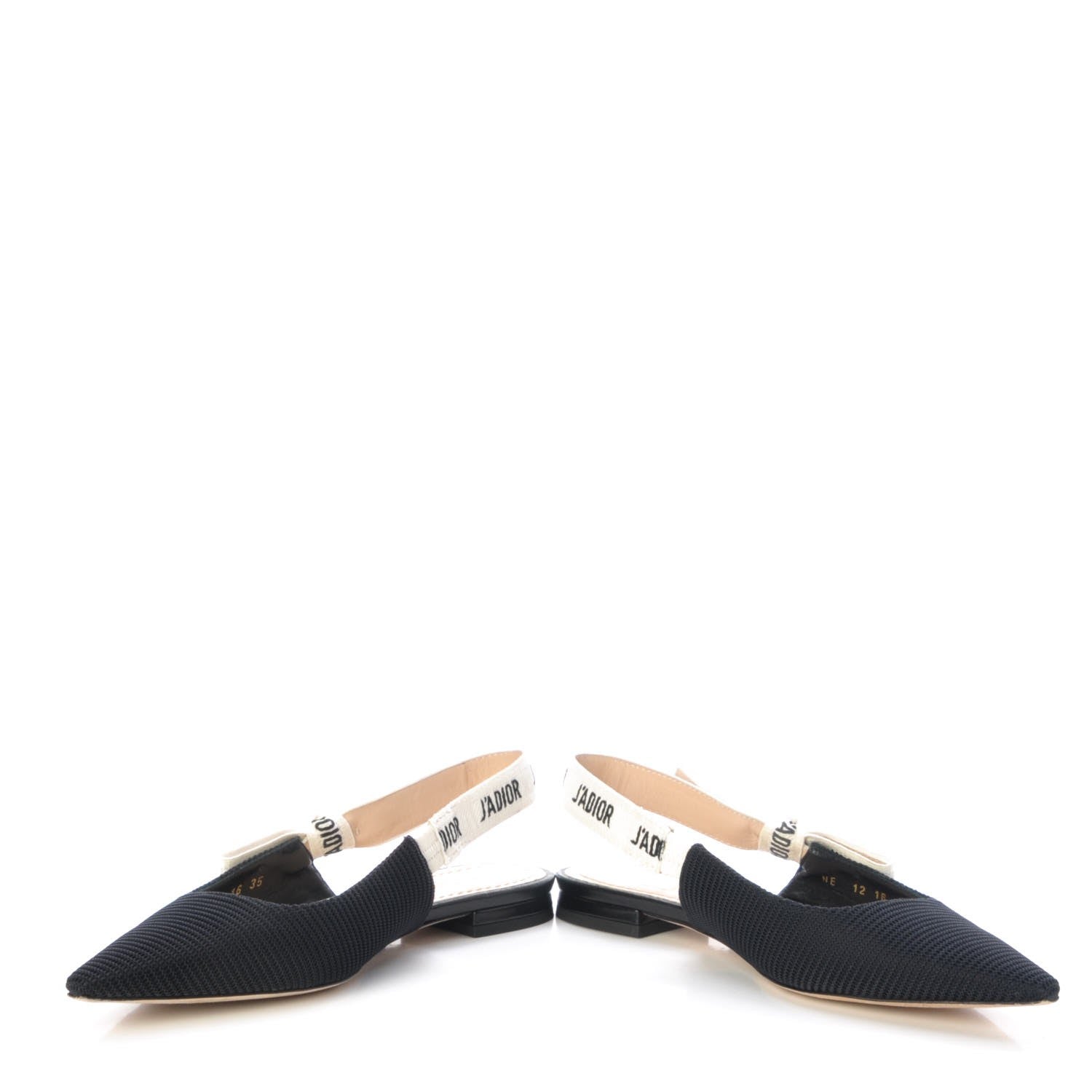 Christian Dior Fabric Ribbon Embroidered J'Adior Sling-Back Ballet Flats 35 Black 6 of 15