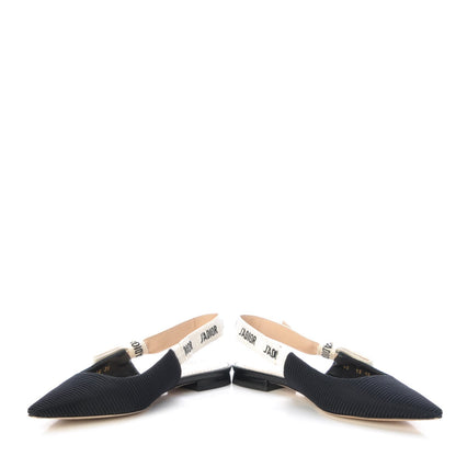 Christian Dior Fabric Ribbon Embroidered J'Adior Sling-Back Ballet Flats 35 Black 6 of 15