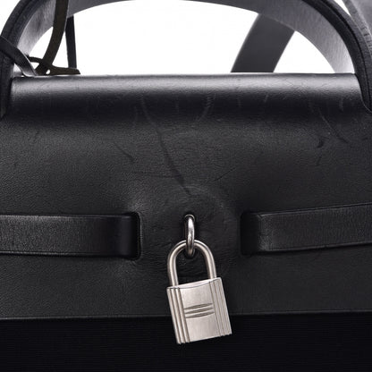 Hermes Toile Vache Calfskin Herbag 39 MM Black 10 of 12