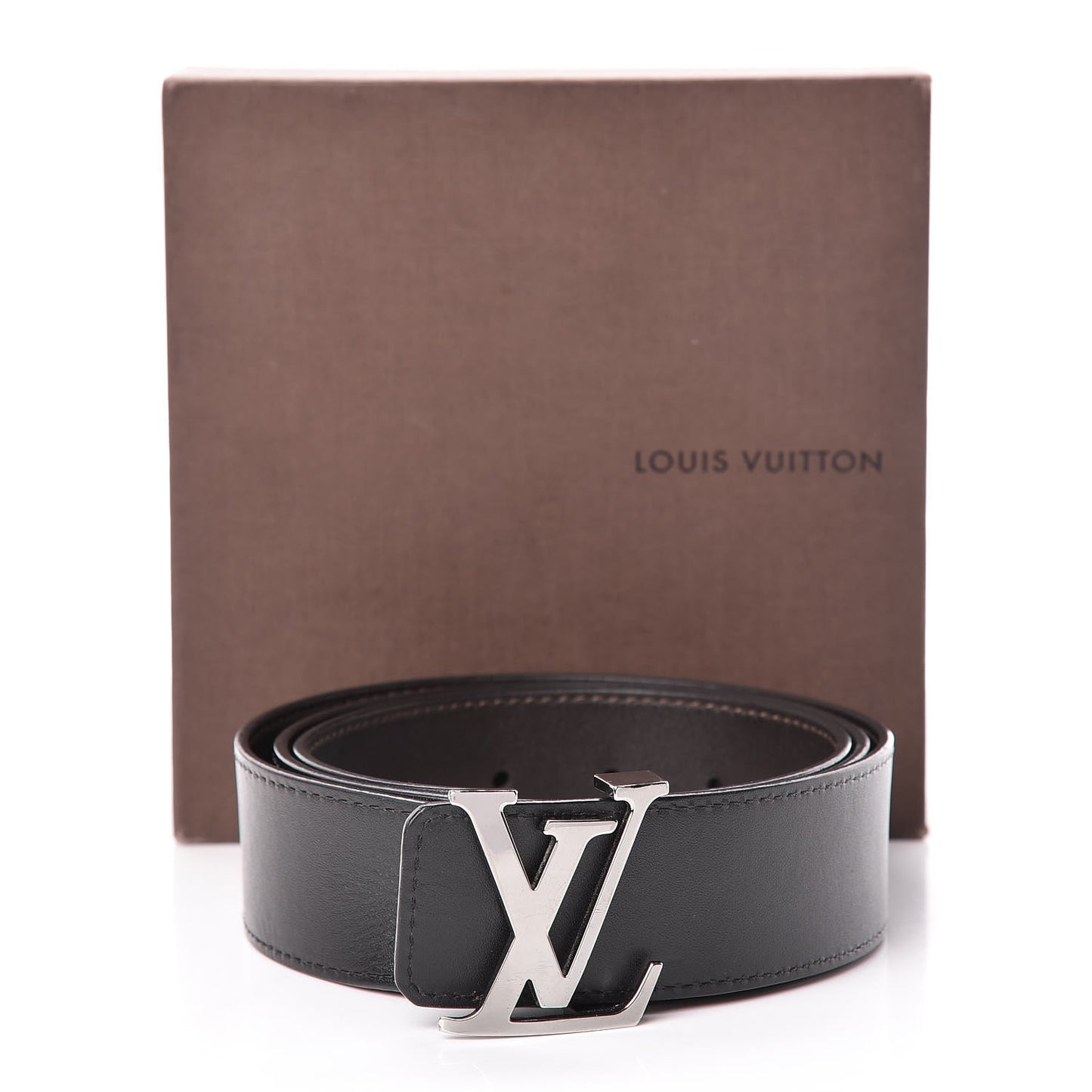 Calfskin 40mm LV Initiales Reversible Belt 100 40 Dark Brown Black