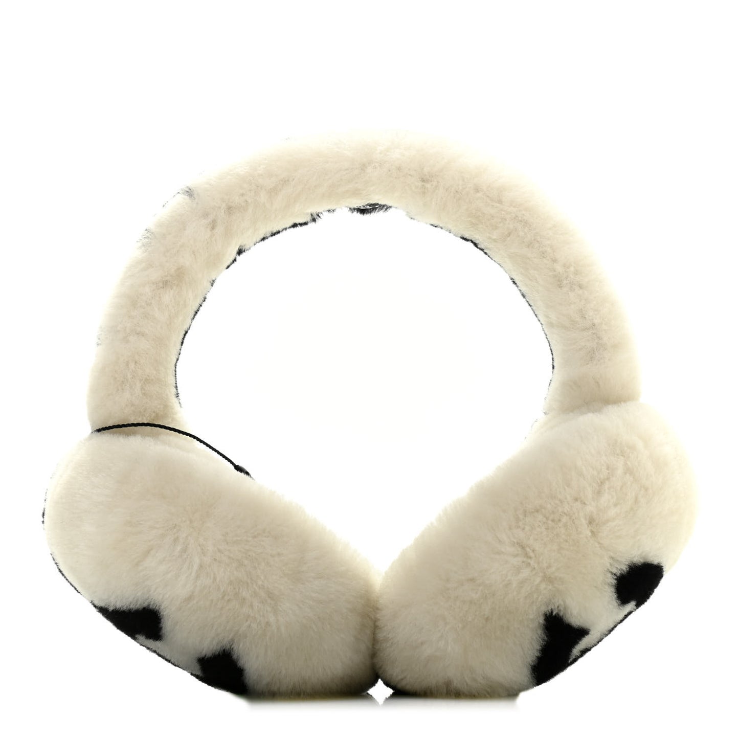 Shearling CC Bi-Color Ear Muffs White Black