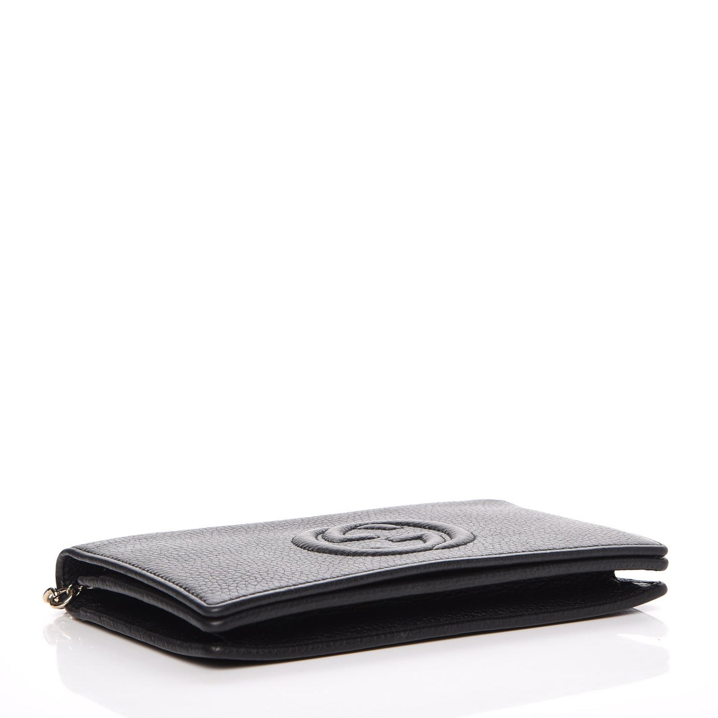 Pebbled Calfskin Soho Wallet on Chain Black