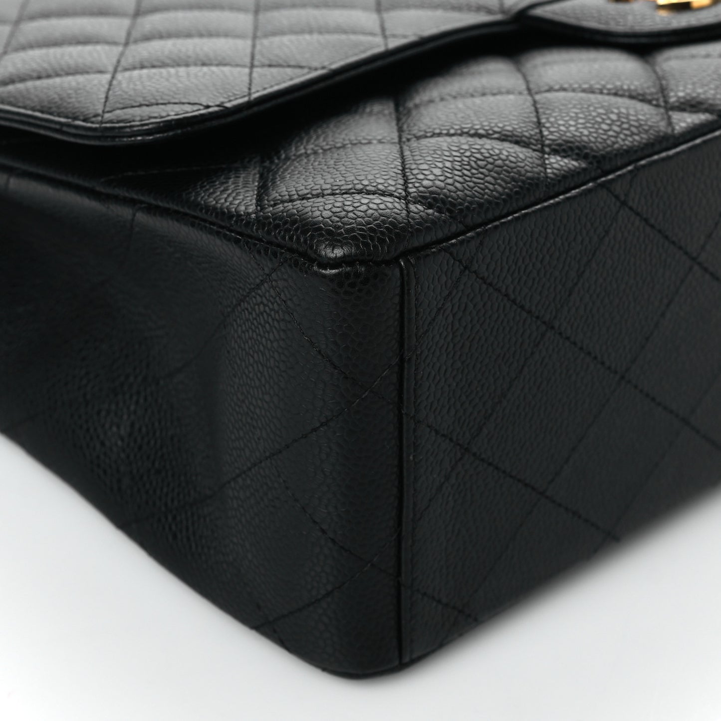 Caviar Quilted Maxi Single Flap Black