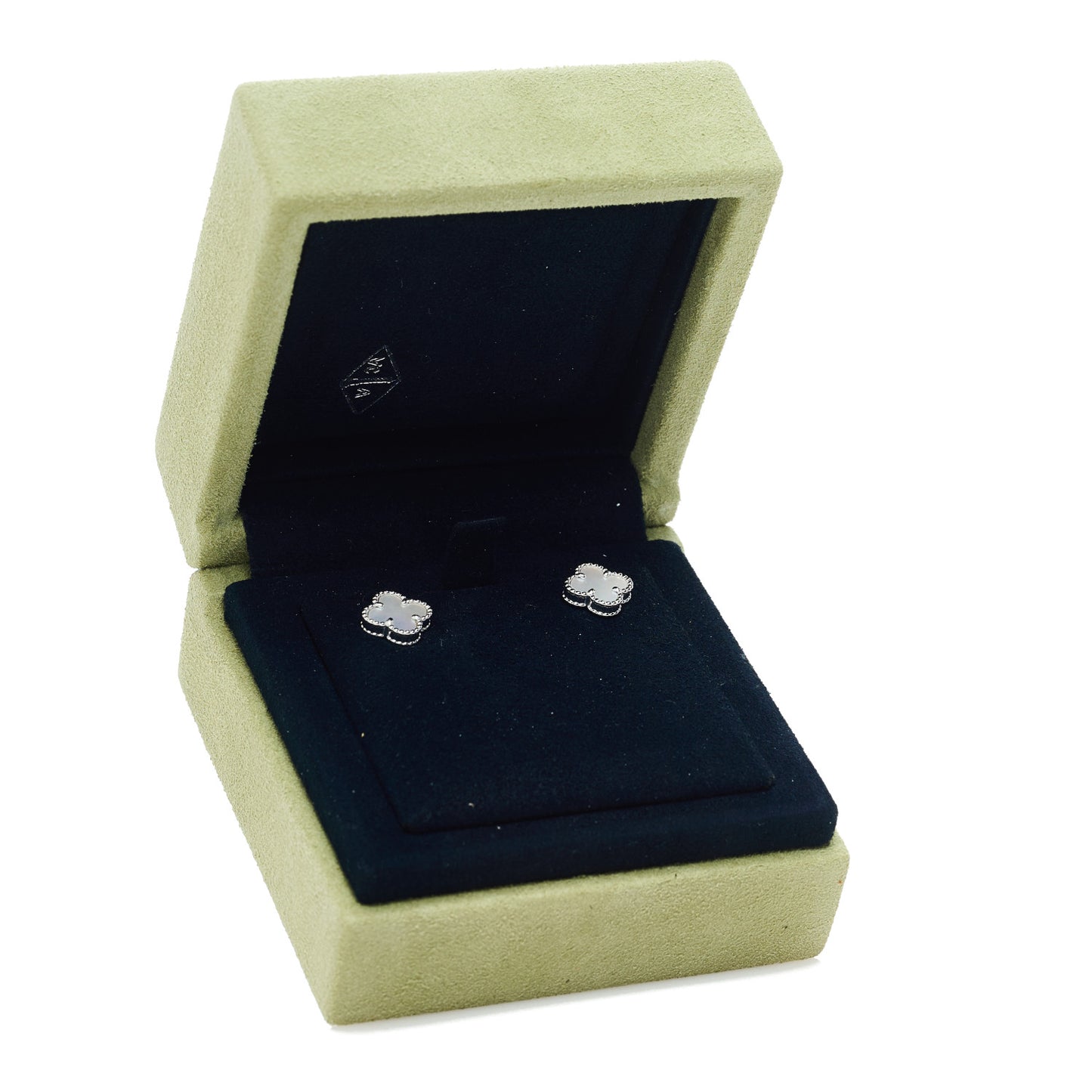 18K White Gold Mother of Pearl Sweet Alhambra Earrings