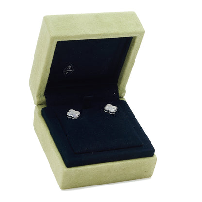 Van Cleef & Arpels 18K White Gold Mother of Pearl Sweet Alhambra Earrings 5 of 5