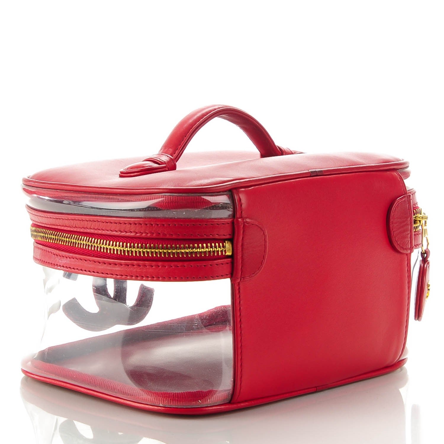 Chanel Vinyl Lambskin Vanity Cosmetic Case Red 3 of 7