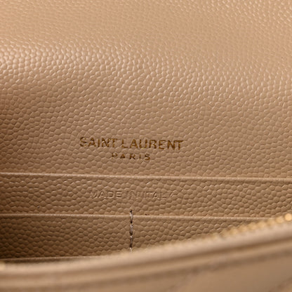 Saint Laurent Grain De Poudre Matelasse Chevron Monogram Envelope Chain Wallet Nude Powder 5 of 10