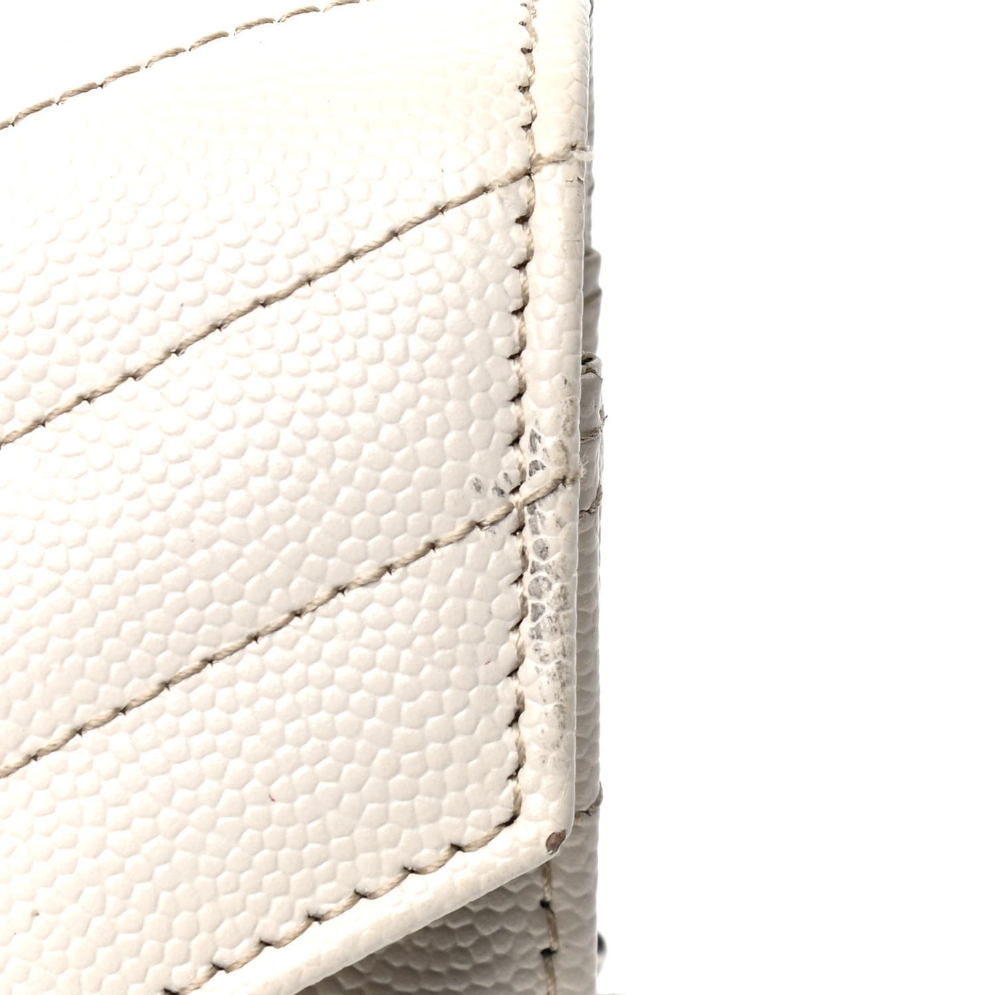 Grain De Poudre Matelasse Chevron Monogram Envelope Chain Wallet Dove White