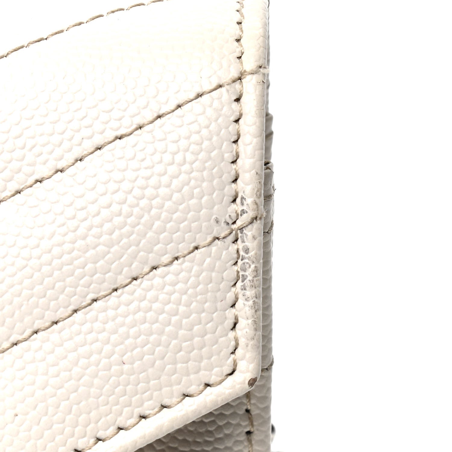 Saint Laurent Grain De Poudre Matelasse Chevron Monogram Envelope Chain Wallet Dove White 5 of 5