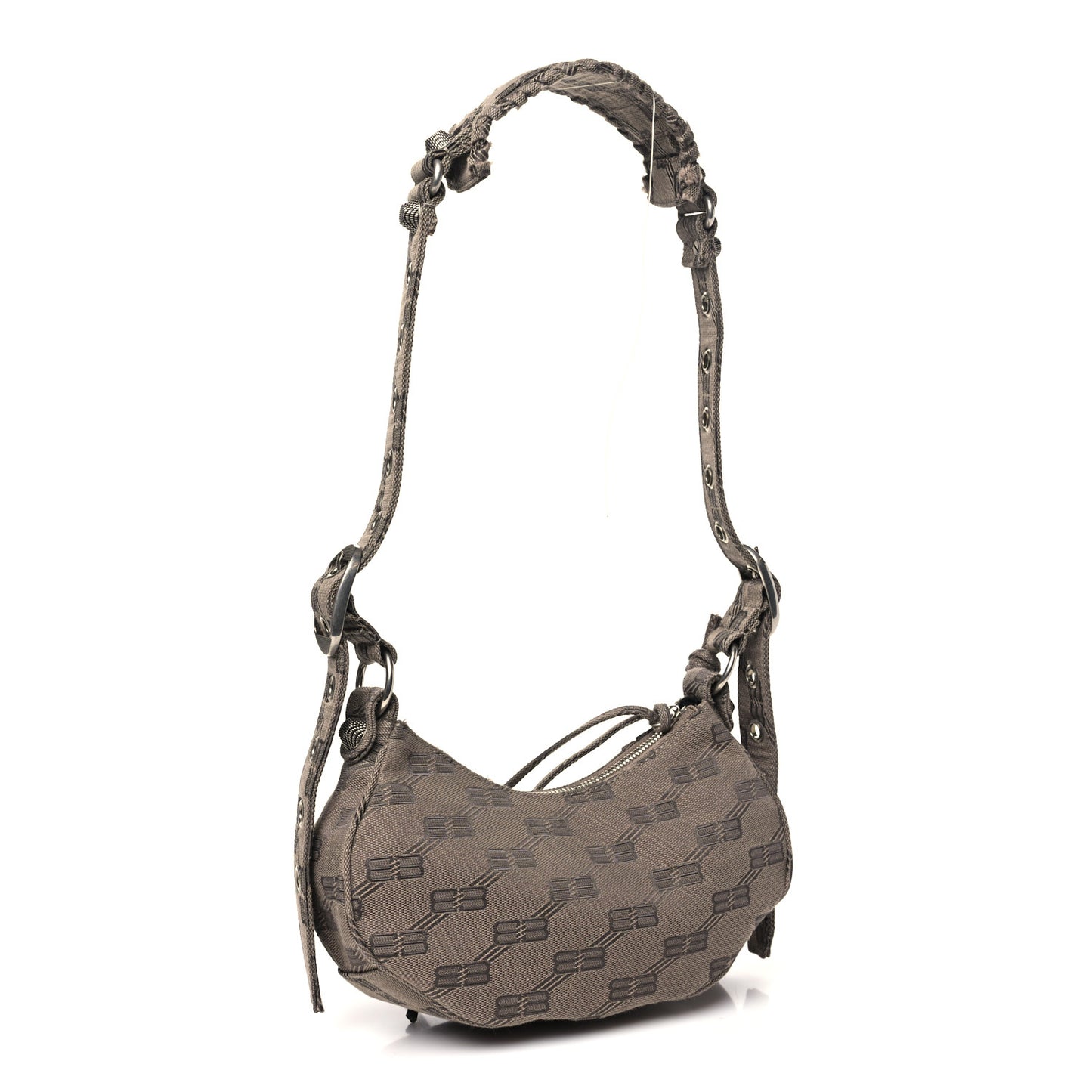 Jacquard Canvas BB Monogram Le Cagole Shoulder Bag XS Beige Brown
