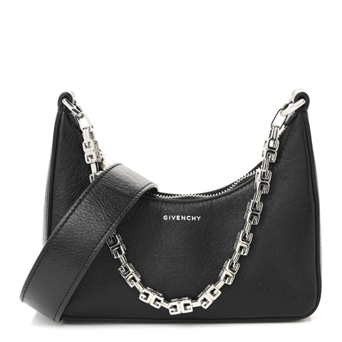 Smooth Calfskin Mini Moon Cut Out Shoulder Bag Black