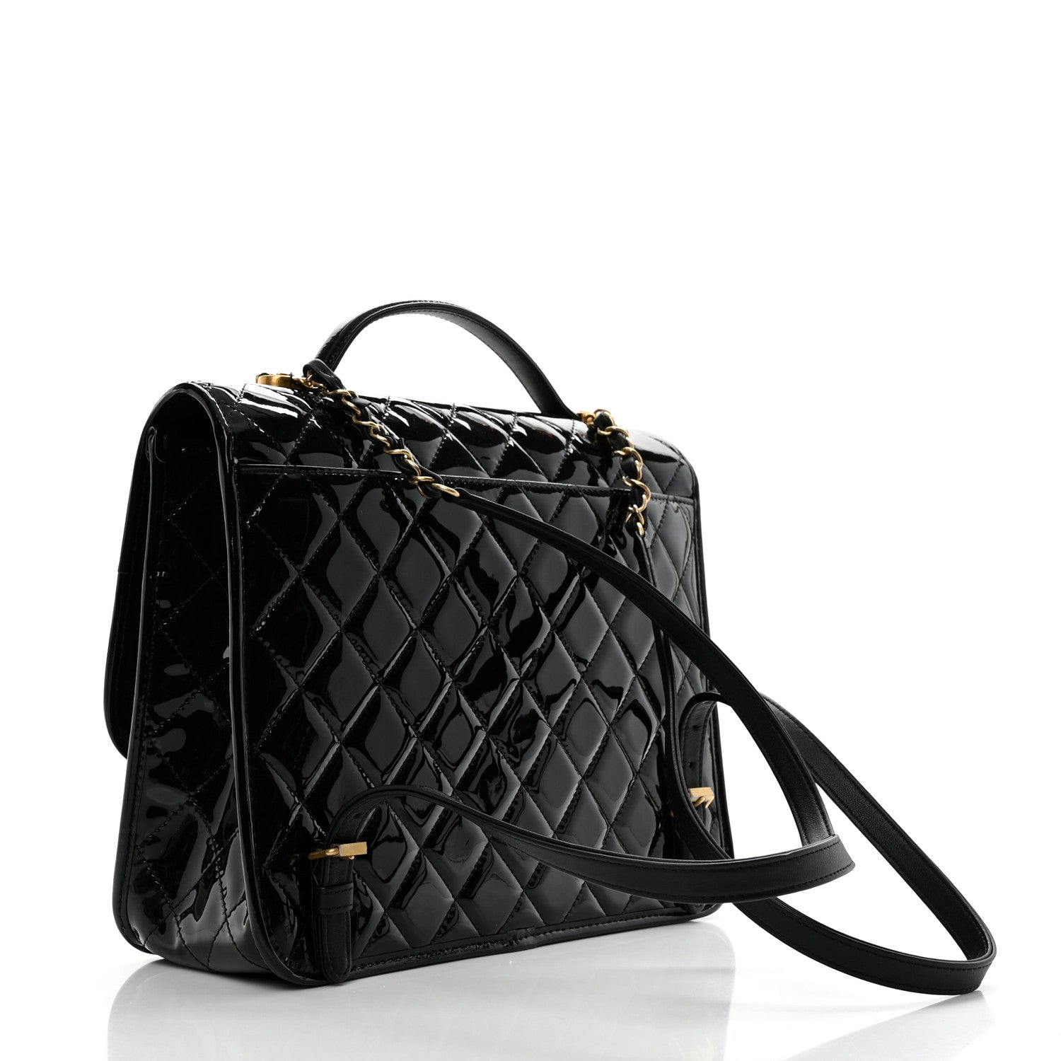 Chanel Patent Quilted Large School Memory Top Handle Flap Black 2 of 10