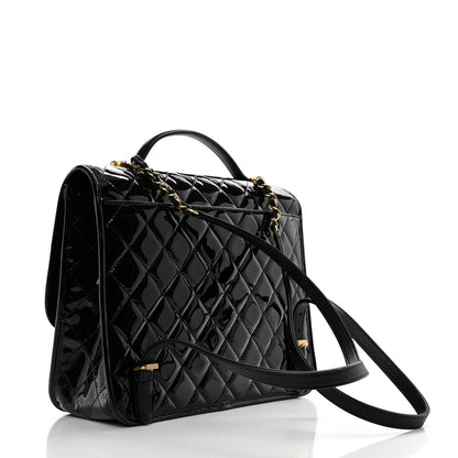 Chanel Patent Quilted Large School Memory Top Handle Flap Black 2 of 10