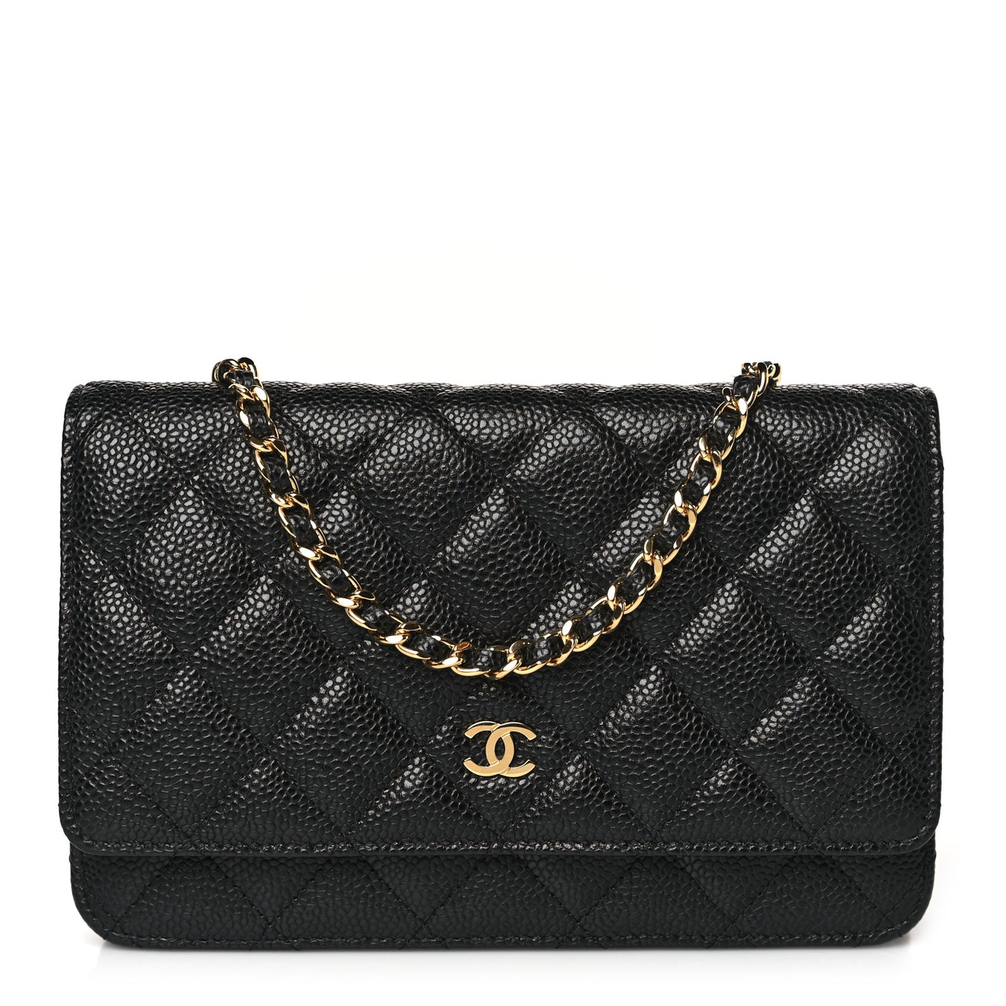 Caviar Quilted Wallet on Chain WOC Black