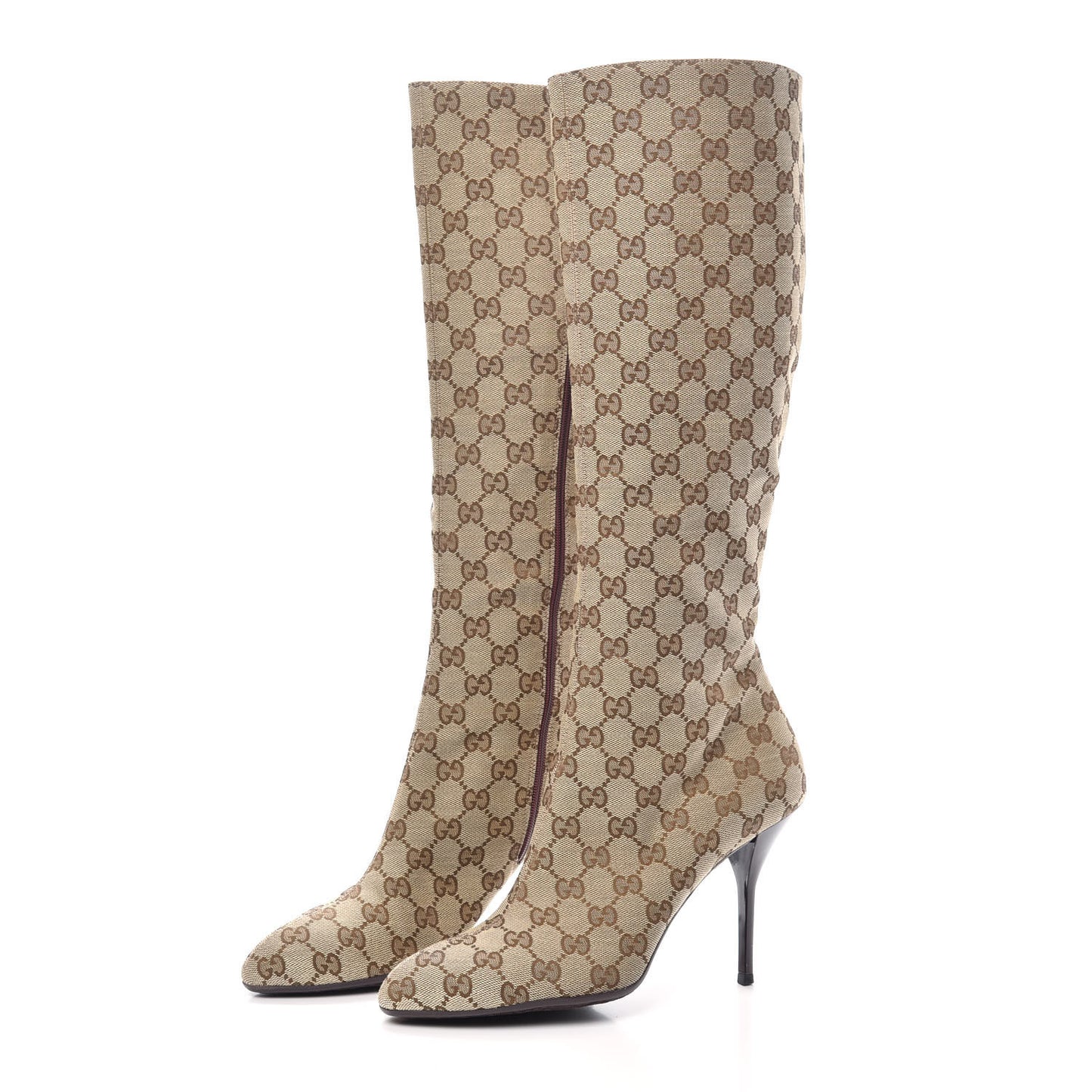 Monogram Womens Tall Boots 40 Beige Ebony