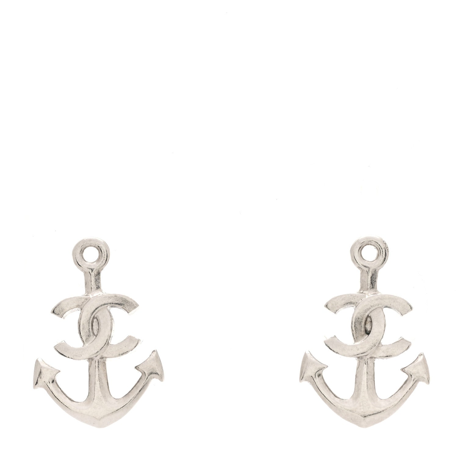 Chanel Metal Anchor CC Earrings Silver 1 of 4