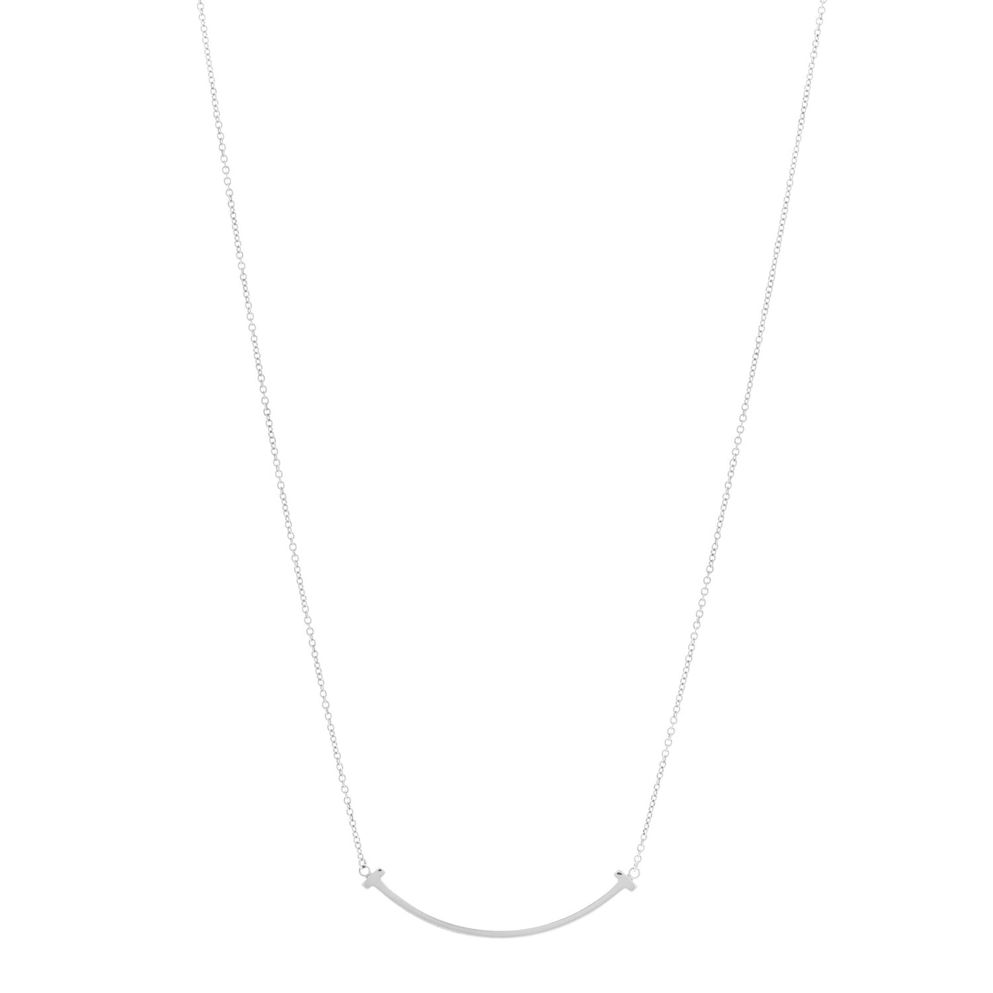 Sterling Silver Small T Smile Pendant Necklace