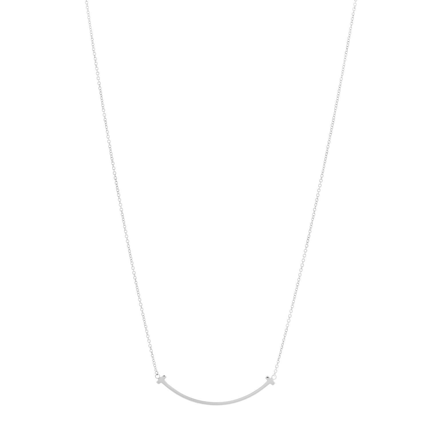 Tiffany Sterling Silver Small T Smile Pendant Necklace 1 of 4