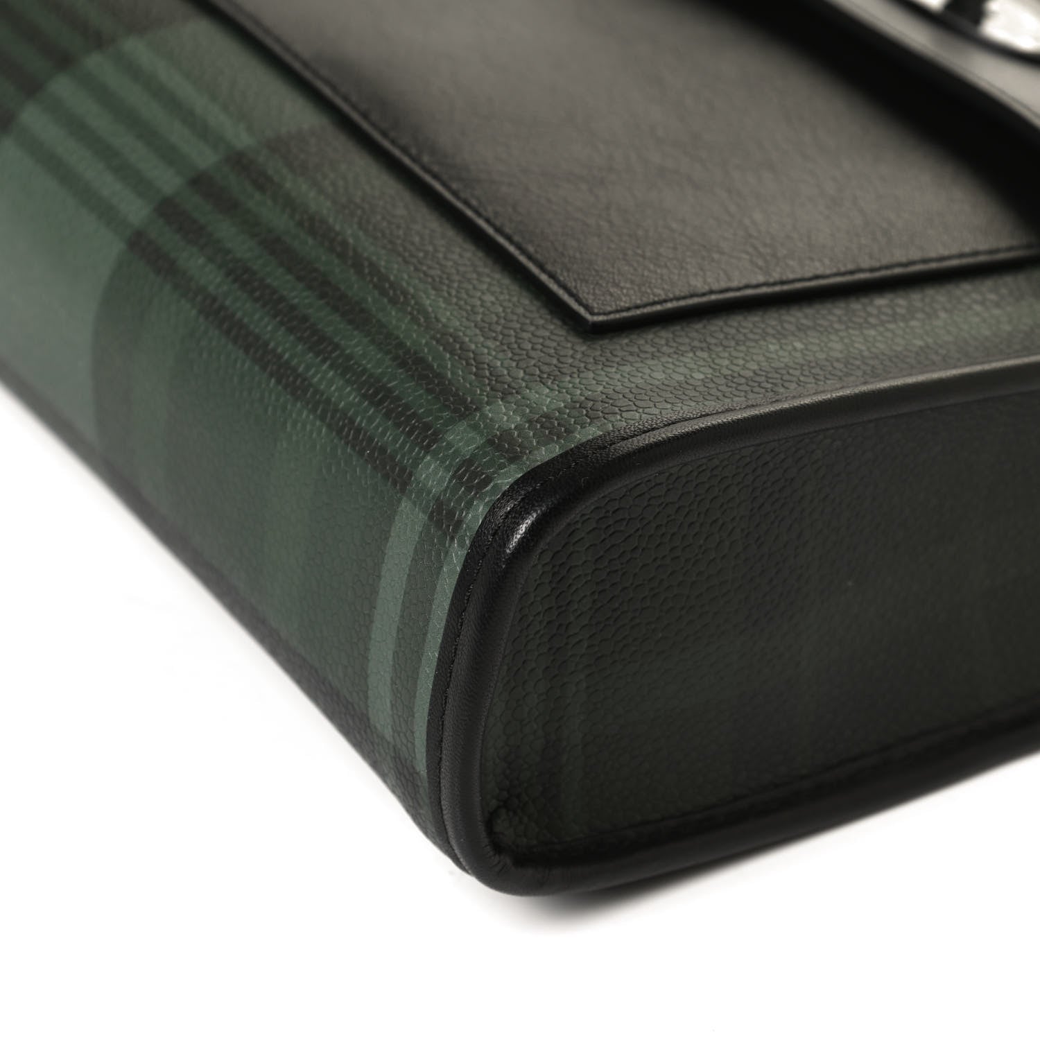 Mulberry Printed Eco Scotchgrain Calfskin Tartan Antony Messenger Crossbody Black Green 10 of 11