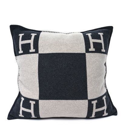 Hermes Wool Cashmere Avalon Pillow GM Ecru Gris Fonce 1 of 4