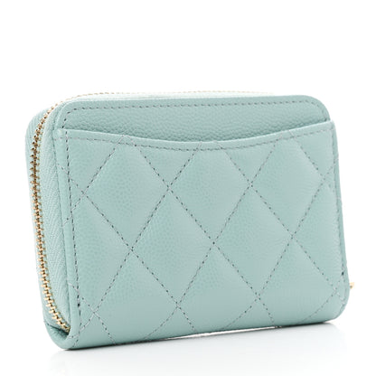 Chanel Caviar Quilted Zip Coin Purse Light Blue 3 of 7