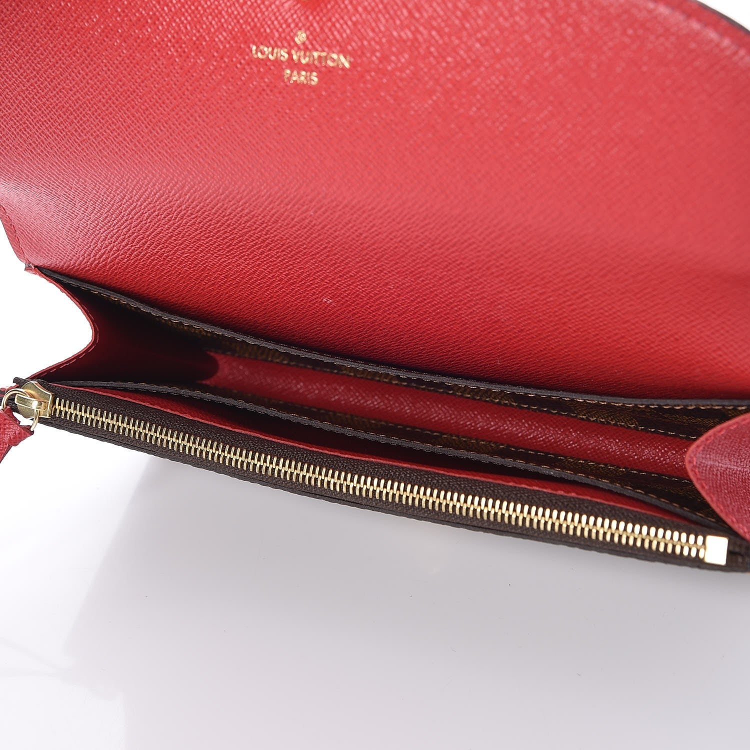 Louis Vuitton Damier Ebene Emilie Wallet Red 5 of 7