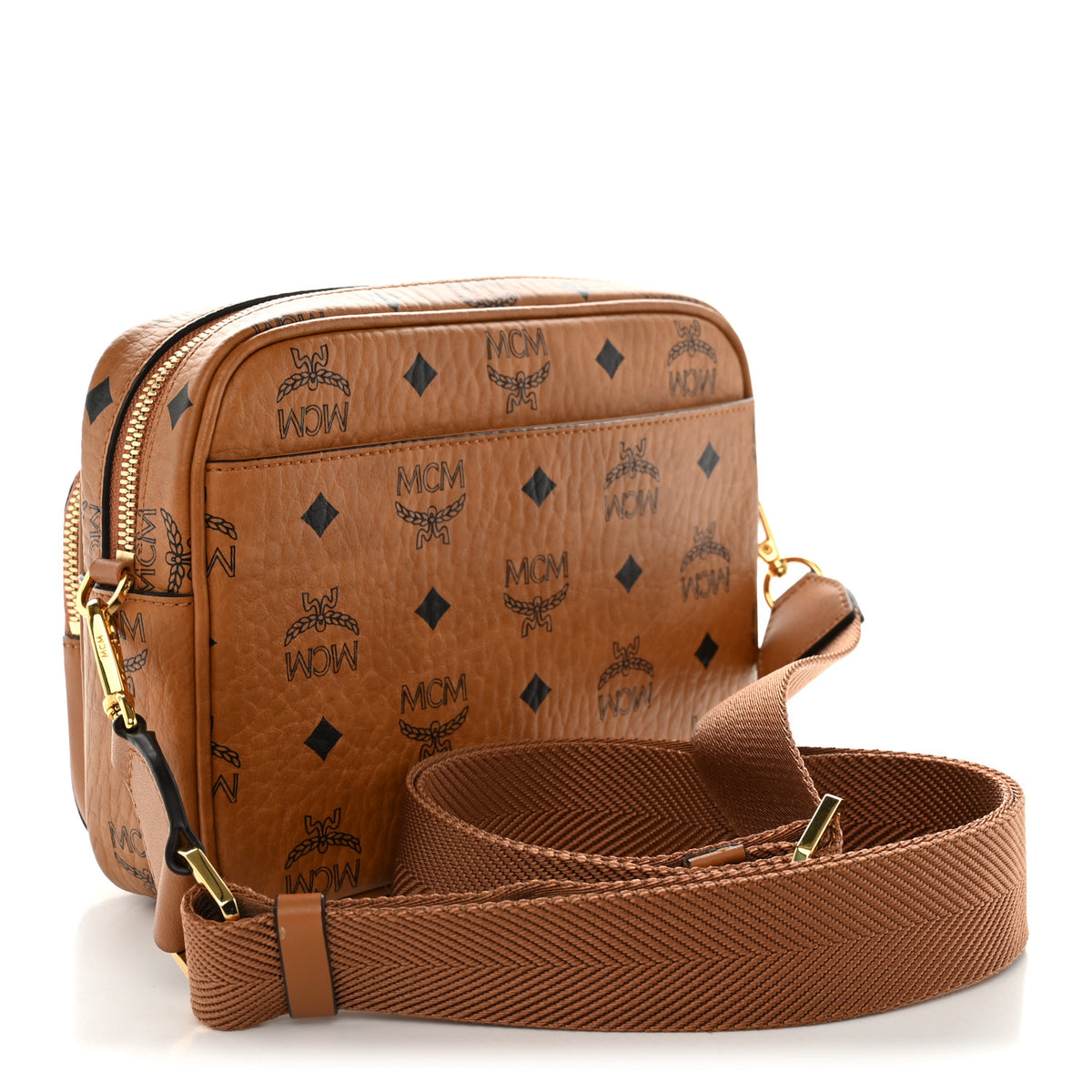 Visetos Monogram Small Aren Crossbody Cognac