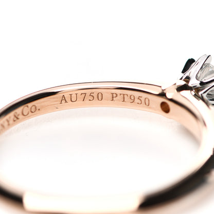Tiffany Platinum 18K Rose Gold Diamond .16ct Solitaire Engagement Ring 50 5.25 6 of 6