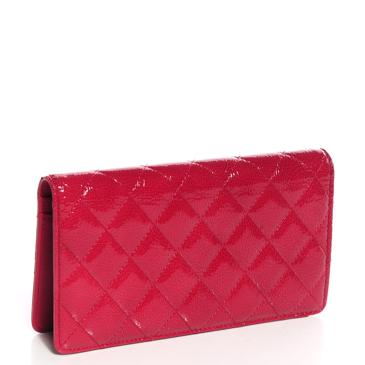Distressed Patent Yen Wallet Dark Pink