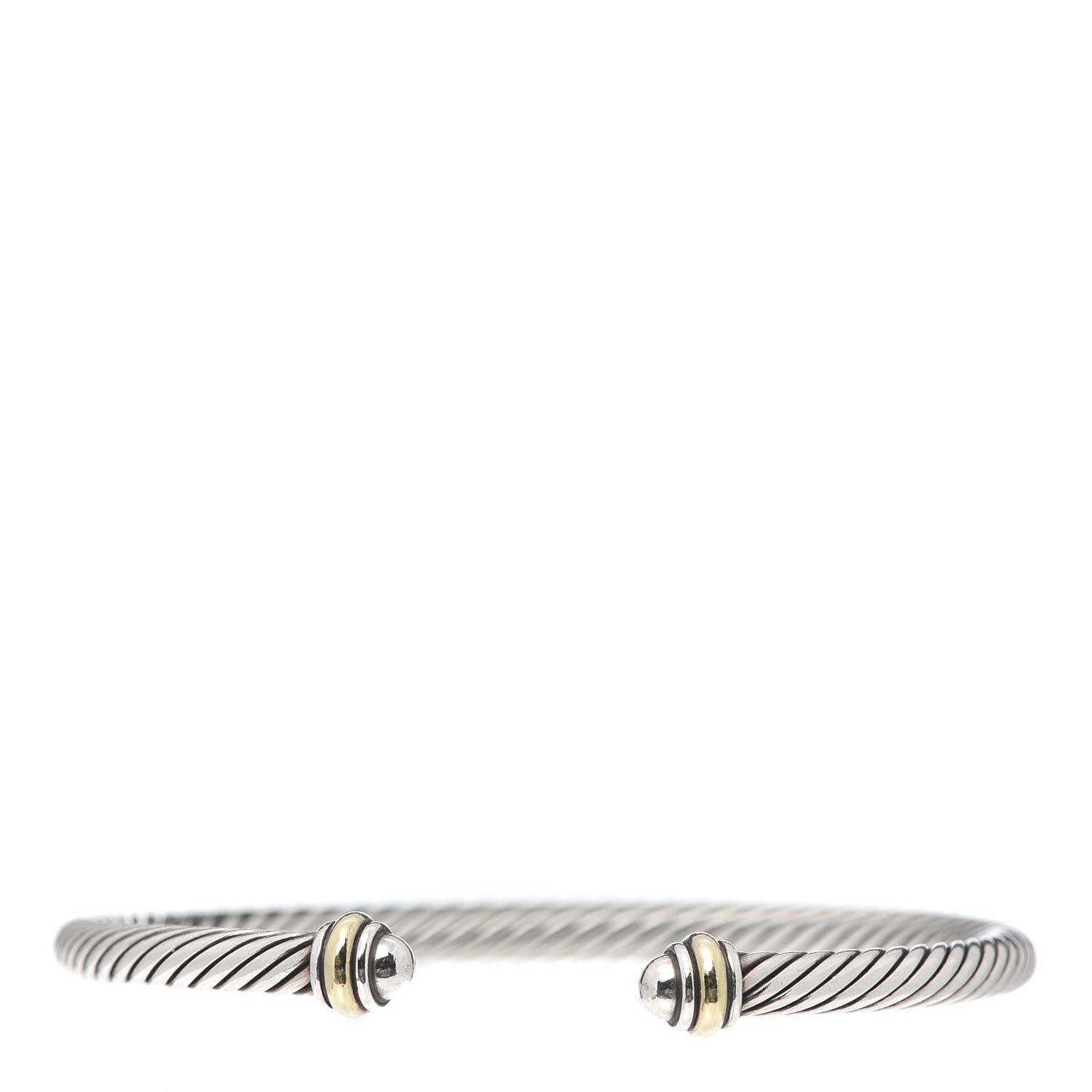 David Yurman Sterling Silver 18K Yellow Gold 4mm Cable Classics Bracelet 1 of 4