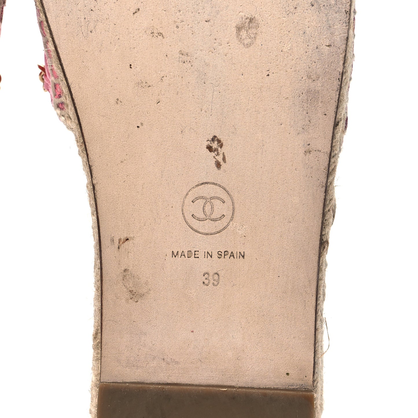 Lambskin Quilted CC Espadrille Slip On Sandals 39 Pink