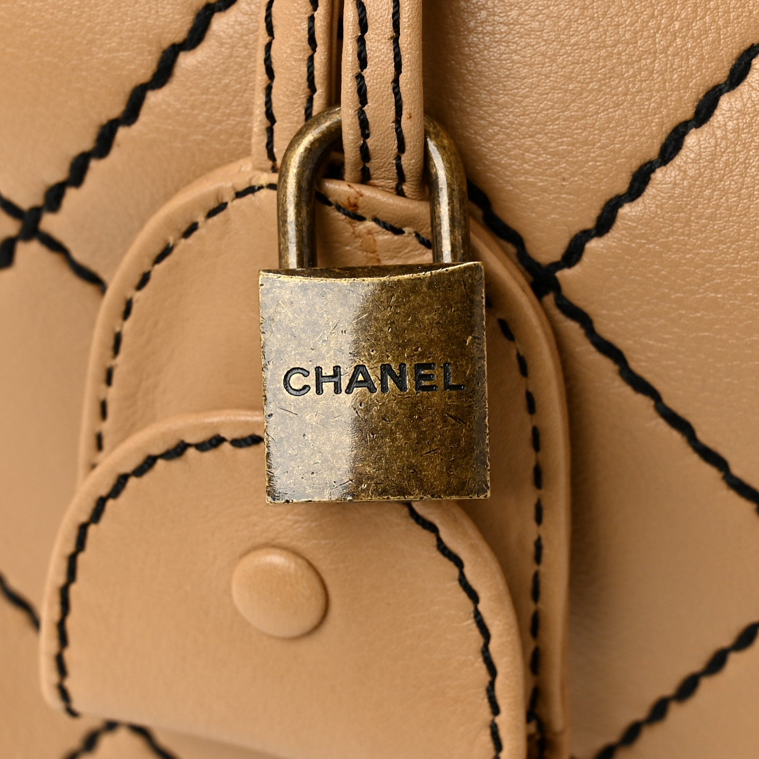 Chanel Calfskin Wild Stitch Duffel Bag Beige 14 of 15