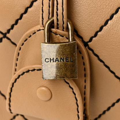 Chanel Calfskin Wild Stitch Duffel Bag Beige 14 of 15