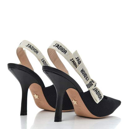 Christian Dior Technical Canvas Ribbon J'Adior Slingback 100mm Pumps 36 Black 4 of 15