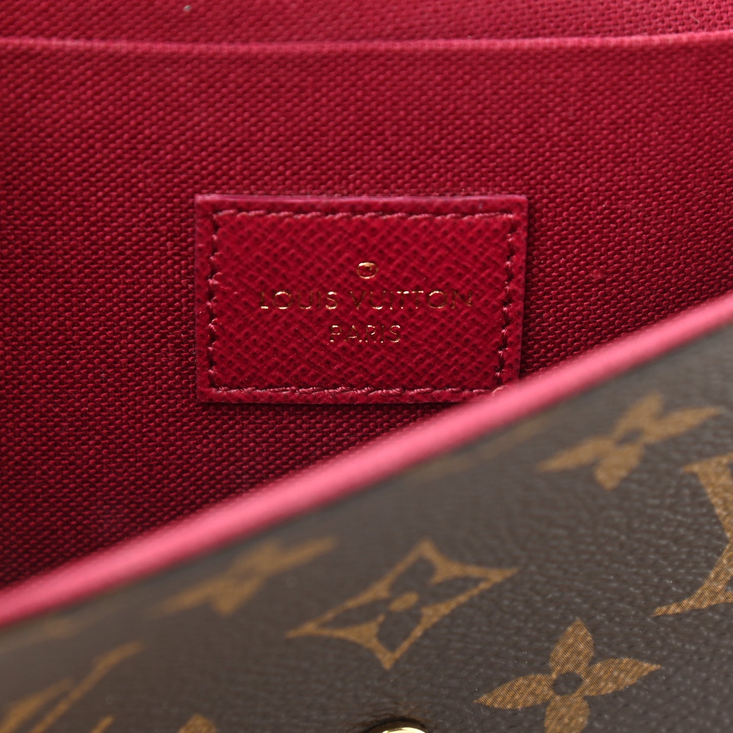 Monogram Pochette Felicie Chain Wallet Fuchsia