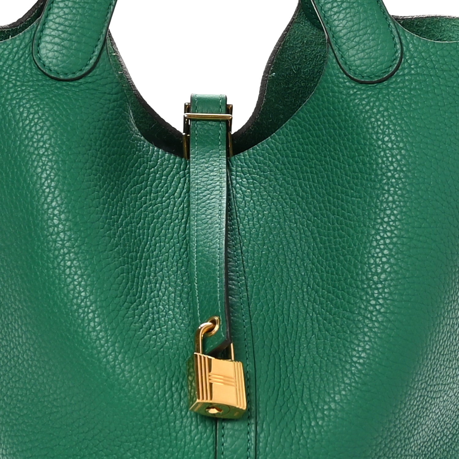 Hermes Taurillon Clemence Picotin Lock 22 MM  Vert Jade 8 of 12