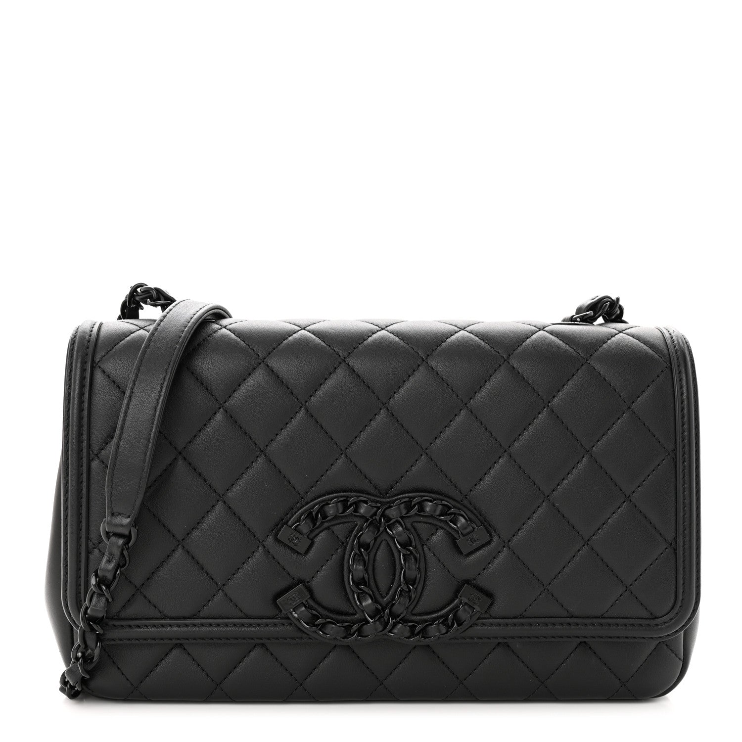 Chanel Lambskin Quilted Medium CC Filigree Flap Black 1 of 11