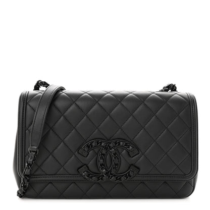 Chanel Lambskin Quilted Medium CC Filigree Flap Black 1 of 11